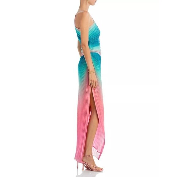 Rococo Sand Maxi Dress in Ombre Small New Womens One Shoulder Cocktail - Picture 9 of 16